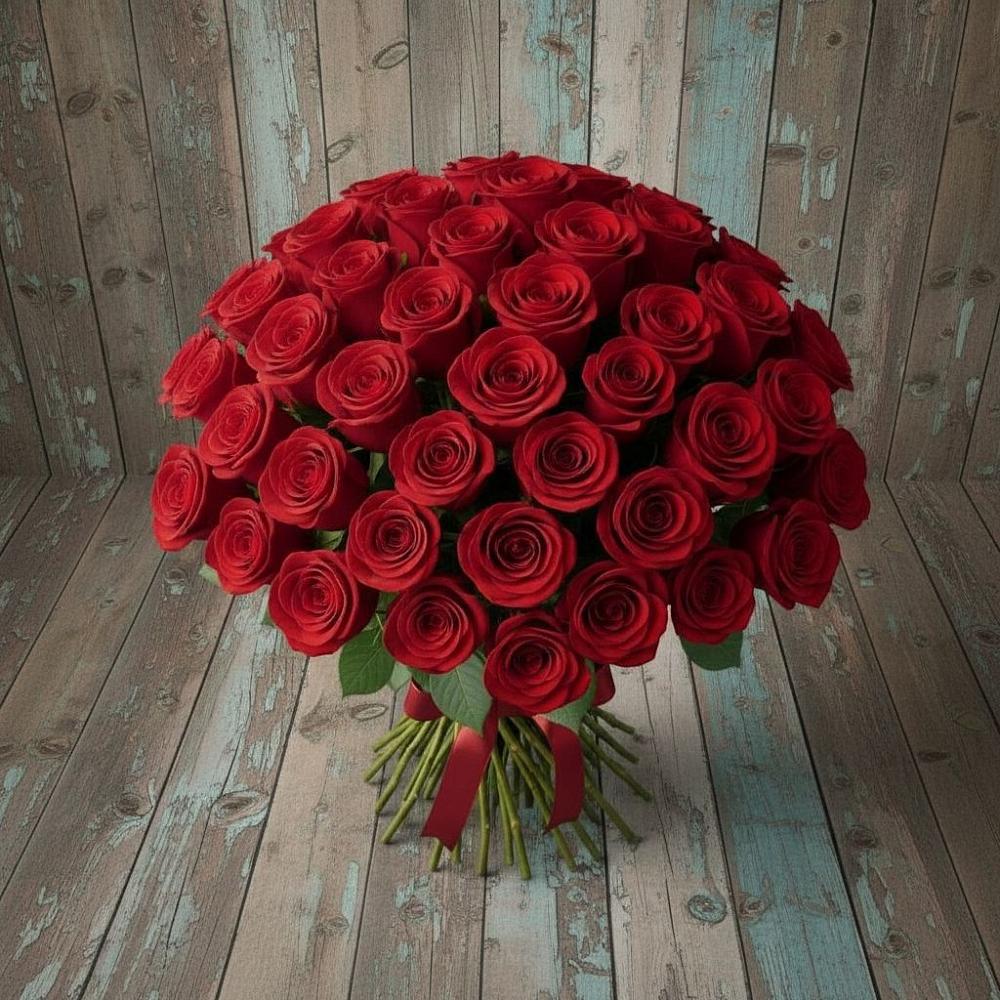 Букет 55 Красных роз Фридом в Фокино Приморского края