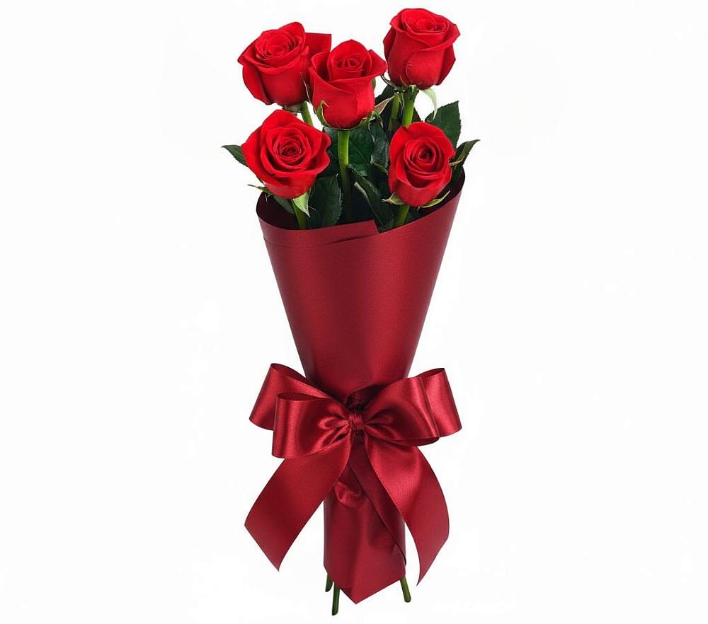 Букет 5 Красных роз Эдлесс Лав в Фокино Приморского края