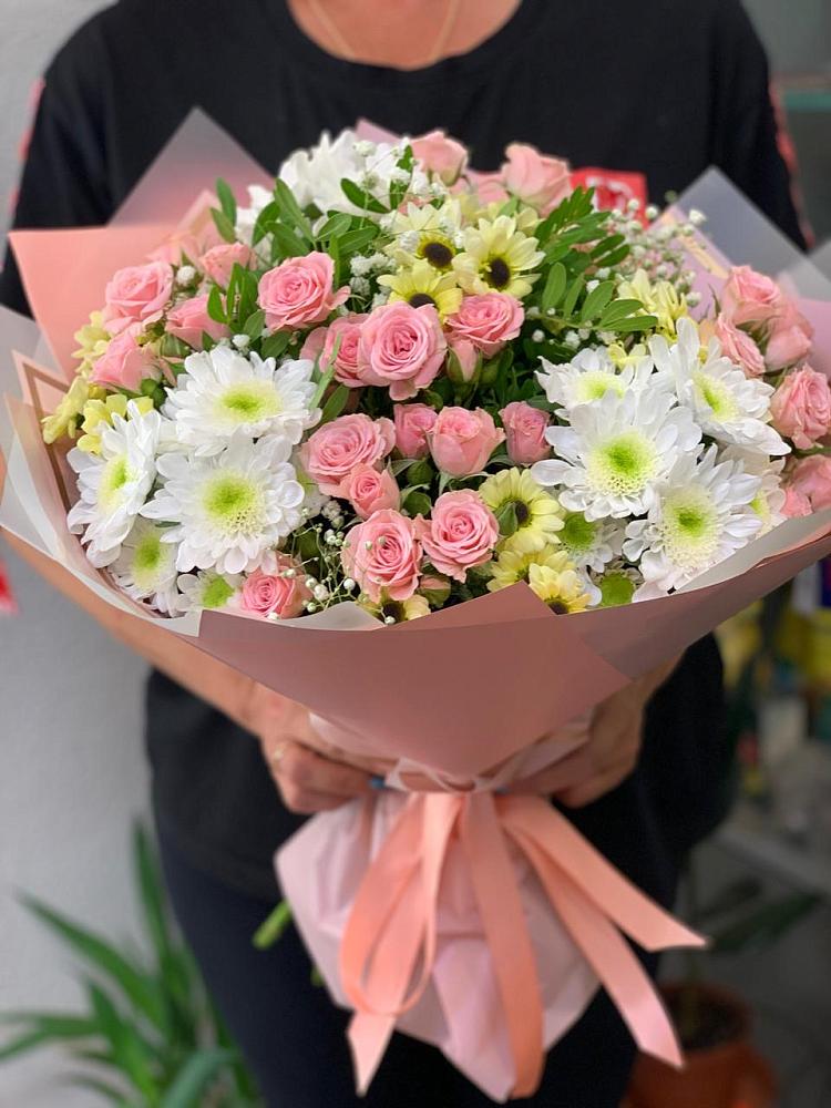 Букет цветов из: Розы и Хризантемы в Фокино Приморского края