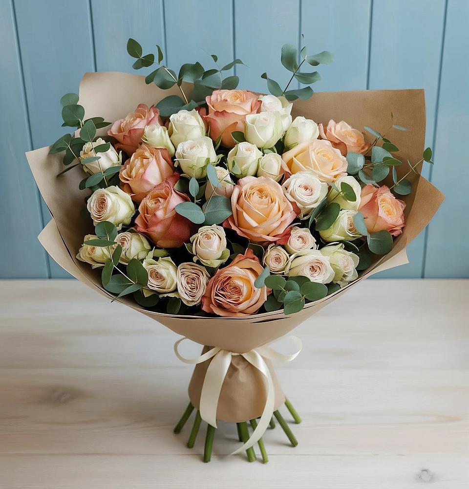 Букет цветов из: Альстромерии и Розы в Фокино Приморского края