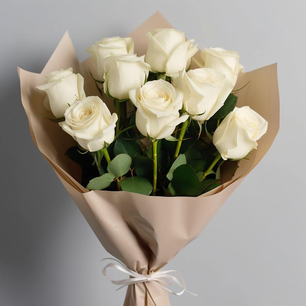 Букет 9 Белых роз Эдлесс Лав в Фокино Приморского края