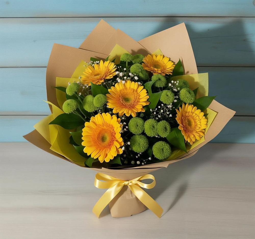 Букет цветов из: Герберы и Хризантемы в Фокино Приморского края