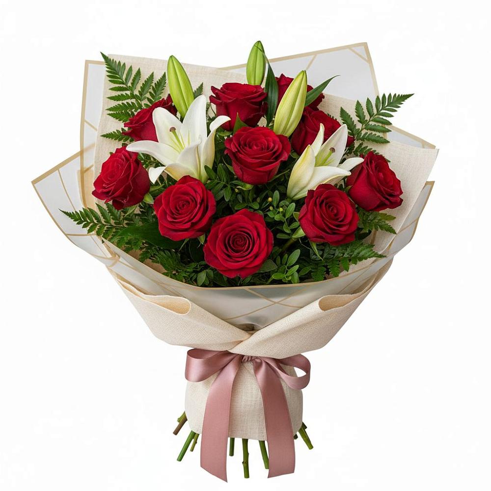 Букет цветов из: Лилии и Розы в Фокино Приморского края