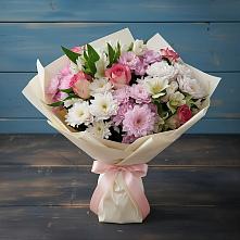 Букет цветов из:  Хризантемы, Альстромерии и Розы в Фокино Приморского края