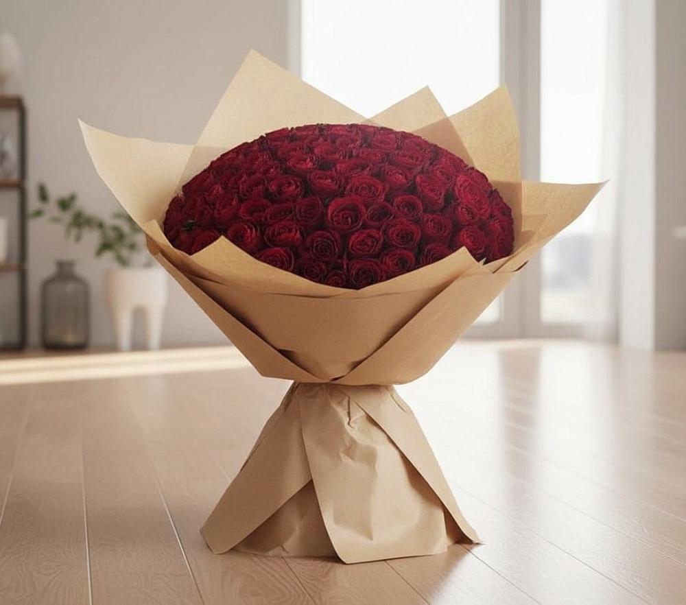 Букет 101 Красная роза в Фокино Приморского края