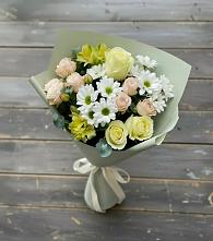 Букет цветов из:  Альстромерии, Розы и Хризантемы в Фокино Приморского края