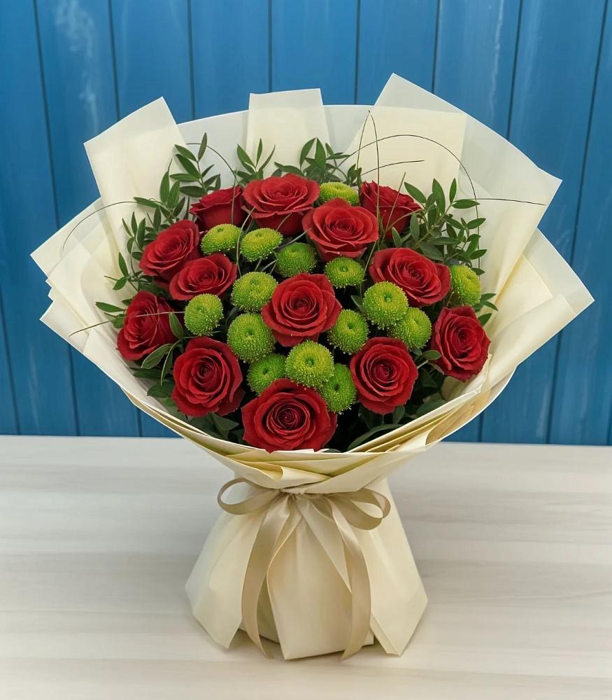 Букет цветов из: Розы и Хризантемы в Фокино Приморского края